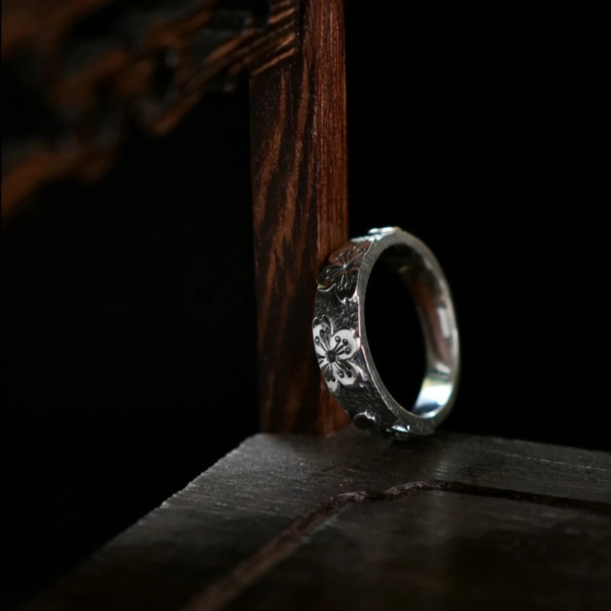 blossom sakura silver ring